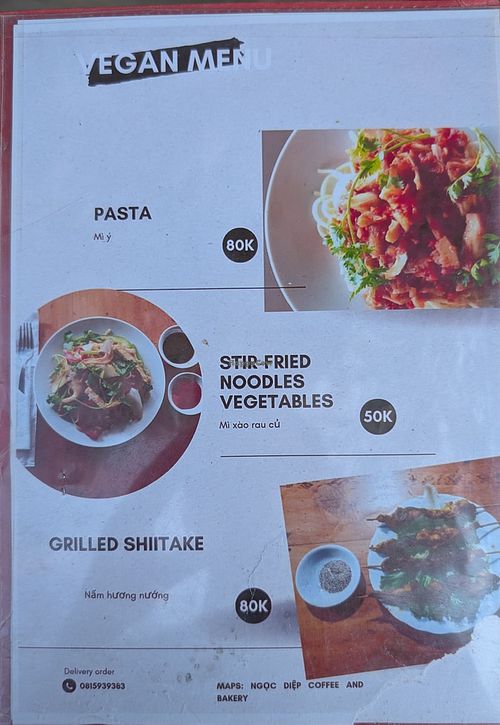 Menu Vegan 2 at NGỌC DIỆP 2 COFFEE AND BAKERY in Phu Quoc