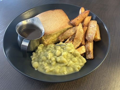 Vegan cheese and onion pie  at The Honest John Bar & Coffee Tavern in Todmorden
