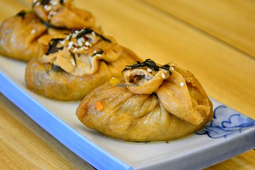 Fortune bag (minced mushrooms wrapped in marinated beancurd skin) at Veggiezen Health Vegetarian Restaurant in Metro Manila