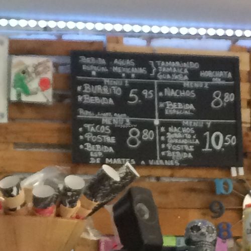 Menu at La Heladeria Mexicana in Barcelona