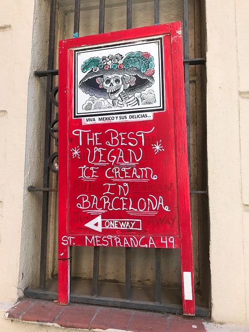 Outside at La Heladeria Mexicana in Barcelona