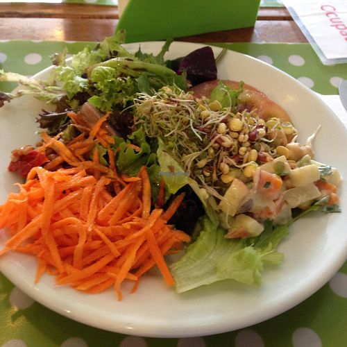 Some of the salad's options on Saturday : lettuce, carrot, tomato, sprouted grains, mayo salad, alfalfa sprouts, beetroot. at Vegg's Restaurante in Sao Paulo