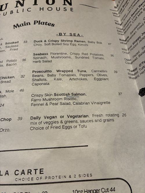 Menu   at Union Public House in Pensacola