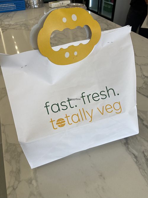 Cute food bag  at Vegholic Shawarma & Burger in Brampton