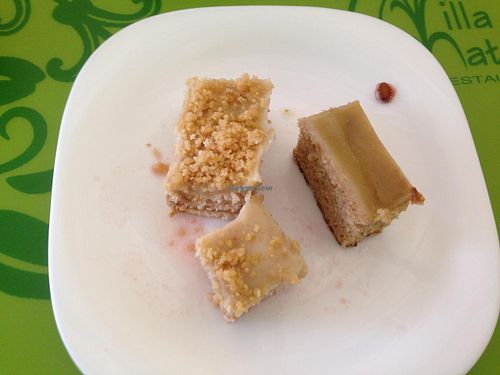 Some of the desserts options on a Sunday buffet: corn cake and peanut pie. at Villa Natural in Santo Andre