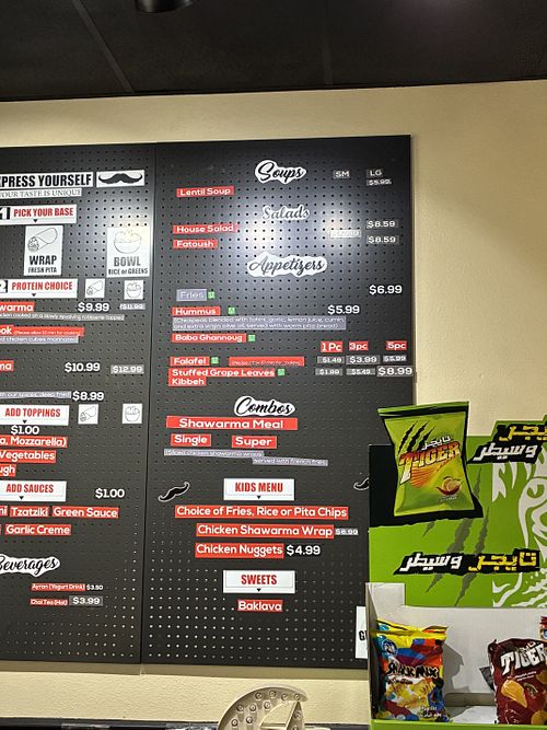 Menu   at Mr. Shawarma in Pensacola