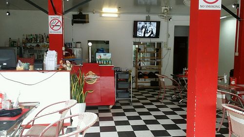 inside seating at Ernie's Burgers in Sihanoukville