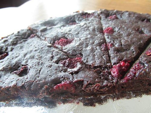 The famous raspberry browny with coconut oil at Soma Vital Food in Sofia