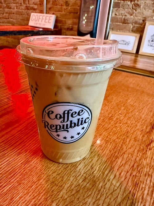 Iced Latte with Oat Milk at Coffee Republic & Coworking in Huntersville
