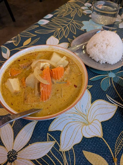 Yellow curry with tofu at Esan Thai SE Division in Portland