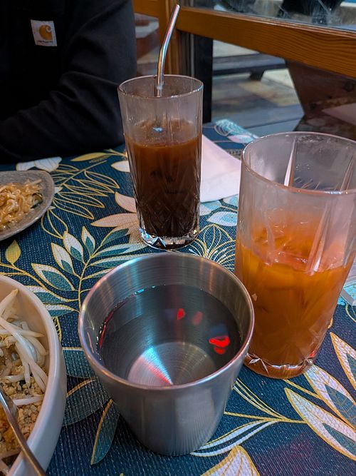 Thai tea and coffee made vegan so good at Esan Thai SE Division in Portland