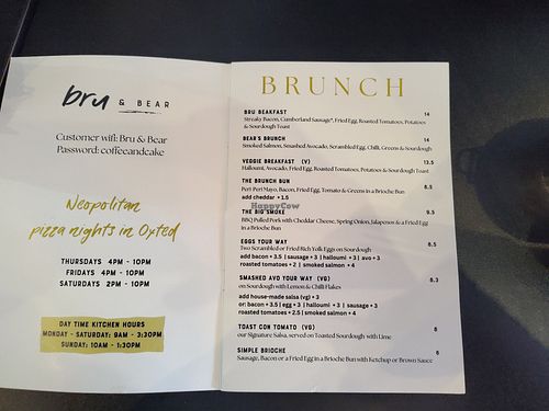 Menu, 1 of 3 at Bru & Bear  in Oxted
