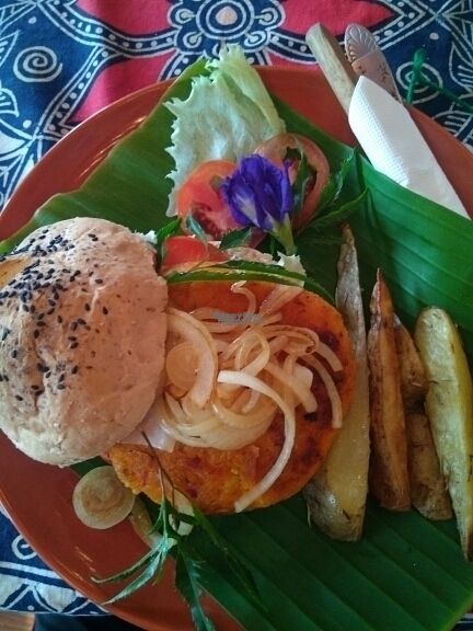 carrot burger  at Art in Chai in Pai