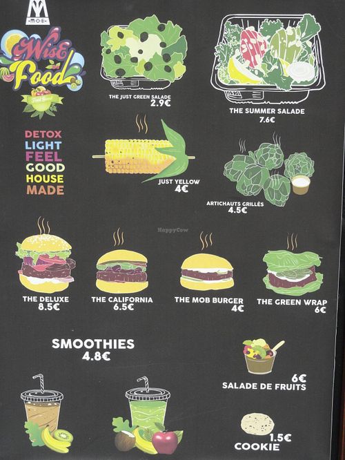 'The main menu card as of August 2014' at M.O.B. - Marais in Paris