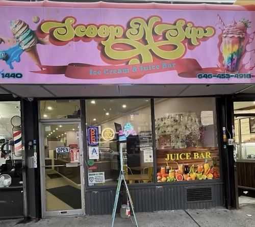 Store front at Scoop N Sip in Bronx