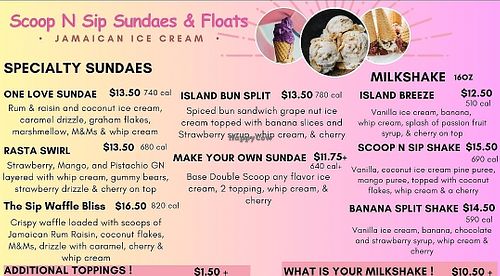 Menu at Scoop N Sip in Bronx