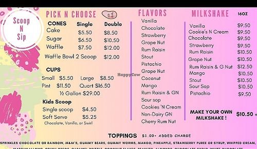 Menu at Scoop N Sip in Bronx