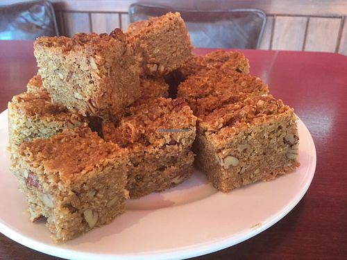 Homemade Maple Pecan Flapjacks at Darby's Coffee and Arts Lounge in Manchester