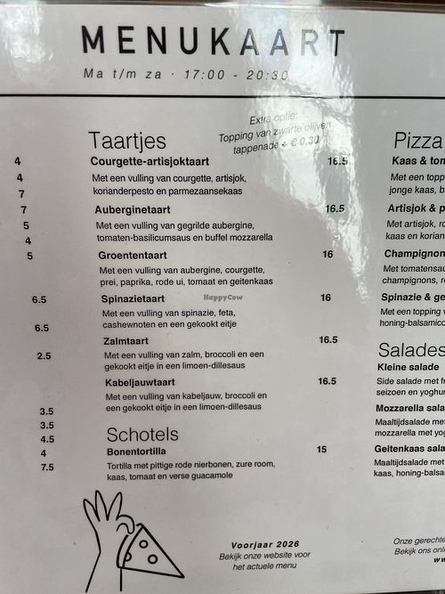 Menu  at Pumpkin in Haarlem