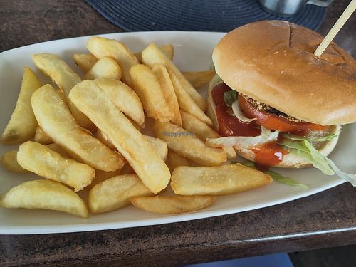 Vegan burger at Foxton Locks Inn  in Market Harborough