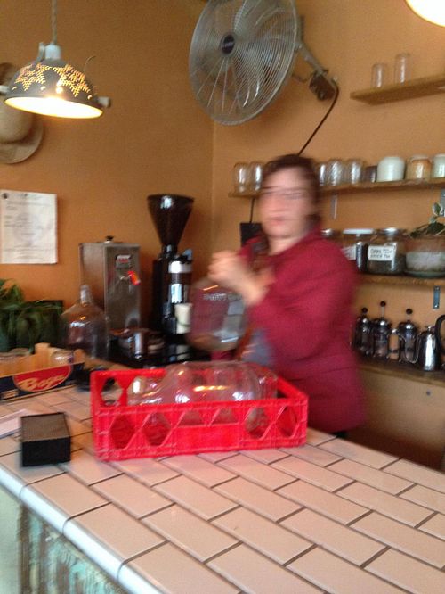 Meredith at the bar at Community Loaves in Jacksonville
