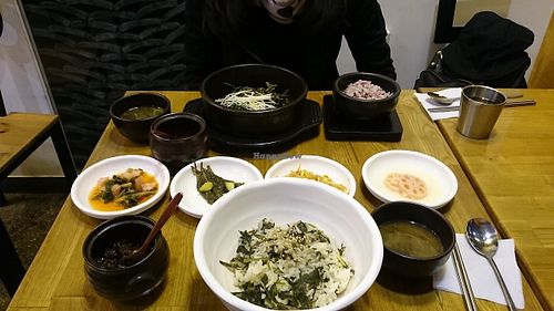 A bowl of rice with thistle and a bowl of vegetable bibimbap! at Babione - 바비오네 in Seoul