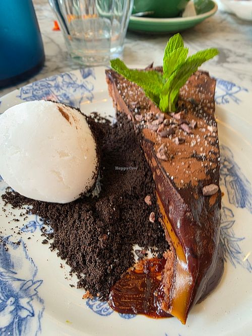 Salted caramel chocolate tart at Bill's Stratford Restaurant in London