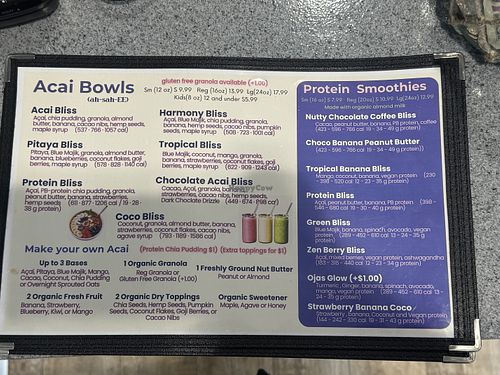 Menu April 2026  at Ojas Cafe in Sandy