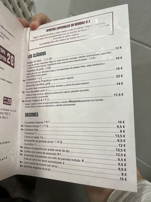 Carta raciones  at La Picaeta tapas & risas  in Andalucia