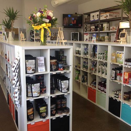 shelves  at VegOut Health Boutique in Cochrane
