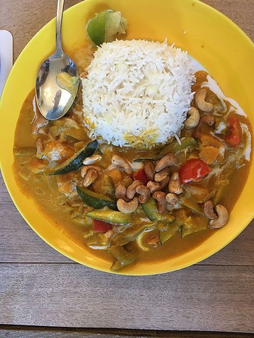 Mild yellow thai curry, very nice! at The Vegan Eagle in Hamburg