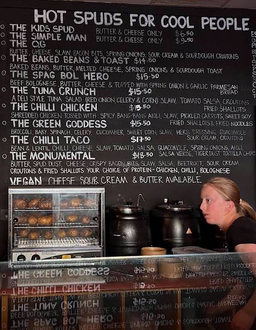Baked Beans & toast, Green Goddess, Chilli Taco  at Spud Side Albury in Albury