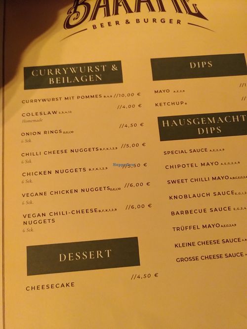 Menu 2 at Baratie Burger & Beer in Hannover