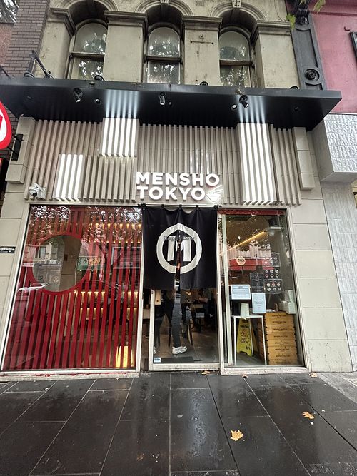 Shop entrance , long lines  at Mensho Tokyo Ramen Melbourne in Melbourne