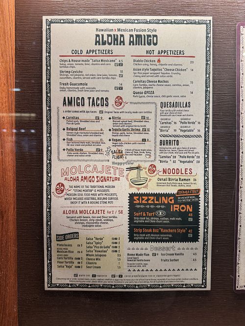 Menu   at Aloha Amigo  in Honolulu
