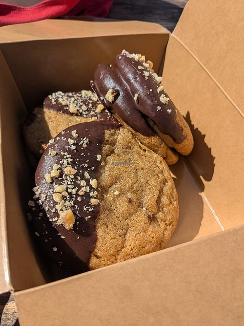 Vegan peanut butter cookies at Baked Iced and Sliced  in Swanage