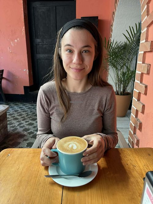 The Mrs. enjoyed her coffee a lot. at Mandarina in Quetzaltenango