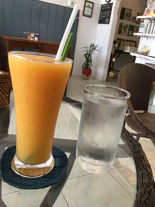 mango smoothie  at Epic Arts Cafe in Kampot