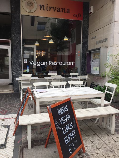 Outside  at Nirvana Cafe in Luxembourg City