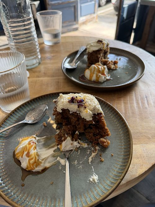 Carrot cake … dense and delicious   at Indigo in Le Dorat