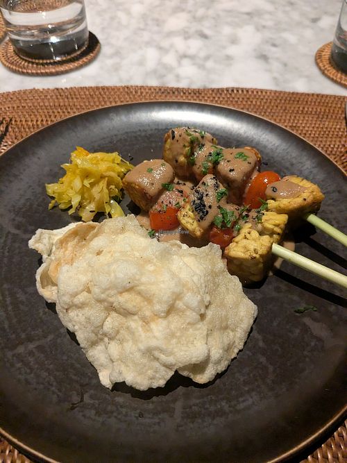 Tempeh satay at NŪTRIŌ Restaurant in Bali