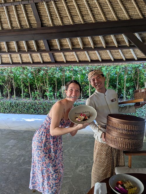 Vegan birthday treat at NŪTRIŌ Restaurant in Bali