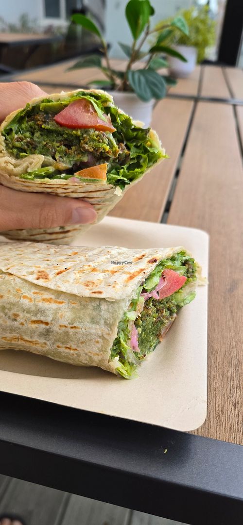Felafel wrap with tahini sauce at Pita Bowl in San Diego