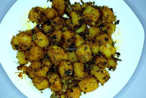 Aloo Methi
(Potato cubes cooked with spices and fenugreek leaves)  at Little India Healthy Cuisine in Quezon City