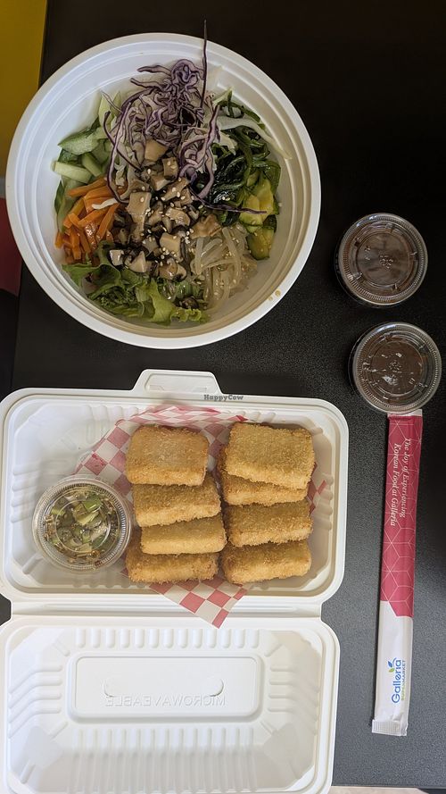 Bibimbap with crispy tofu at Rice N Rolls  in Hamilton