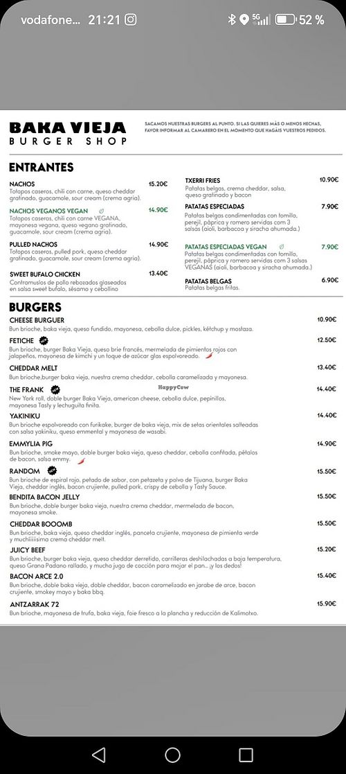 Nachos veganos, patatas especiadas y hamburguesa vegana at Baka Vieja | Burger Shop  in Burgos