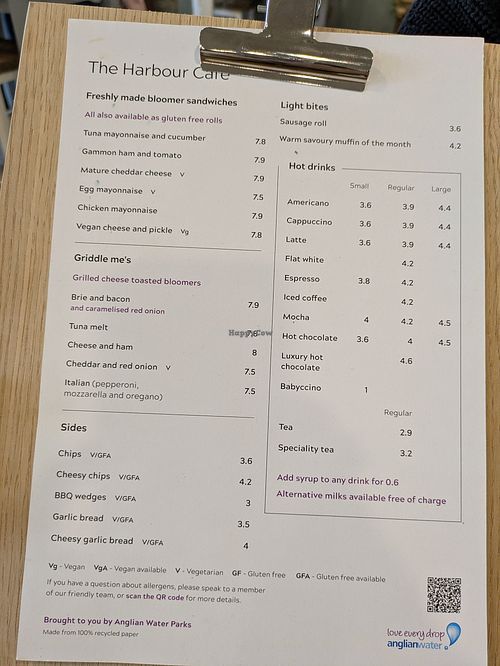 Menu at The Harbour Cafe  in Oakham