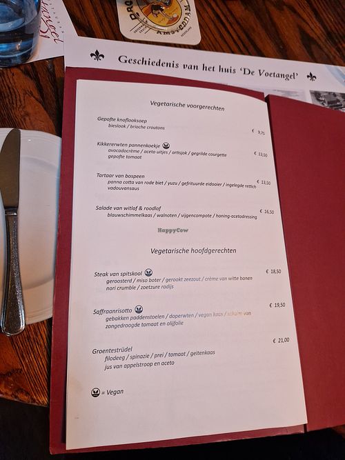 De vega(n) menukaart at Restaurant de Voetangel  in Amstelveen