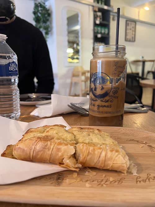 Potato roll and iced frappee  at IL FOXO Worthing | Greek Artisanal Coffee House in Worthing