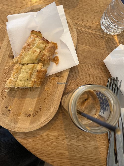 Potato roll and iced frappee  at IL FOXO Worthing | Greek Artisanal Coffee House in Worthing